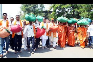 महालक्ष्मीच्या ओटीचे साहित्य जिल्हाधिकाऱ्यांकडे सोपविण्याचा प्रयत्न