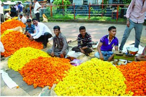 बाजार झेंडू ‘फुल’भाव मात्र ओघळले!