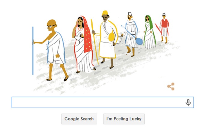स्वातंत्र्यदिनानिमित्त गुगलकडून शुभेच्छा, गांधीजींच्या दांडीयात्रेचे खास डुडल