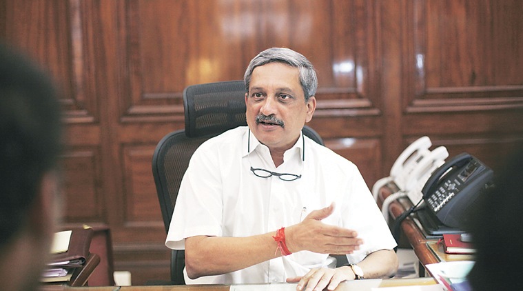 Defence Minister Manohar Parrikar at his office on Monday.Pic.By- NEERAJ PRIYADARSHI,NEW DELHI-250515