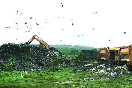 मीरा-भाईंदर महापालिकेच्या उत्तन येथील घनकचरा प्रकल्पाबाहेर कचऱ्याचे डोंगर तयार झाले आहेत.