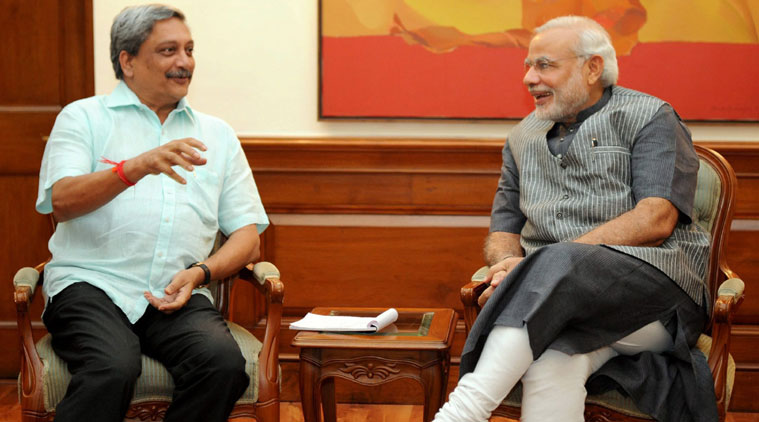 Prime Minister Narendra Modi with Defence Minister Manohar Parrikar.