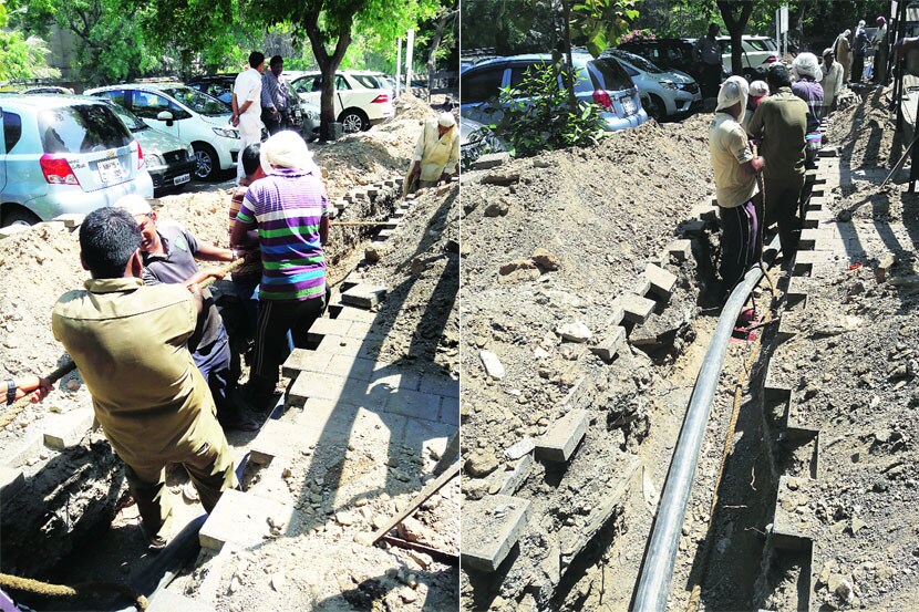 नरिमन पॉइंट येथील एलआयसी इमारत ते अदानी चौकपर्यंत ३३ हजार केव्ही क्षमतेची व २५० मीटर लांबीची मुख्य विद्युत वाहिनी टाकण्याचे काम सुरू असताना.