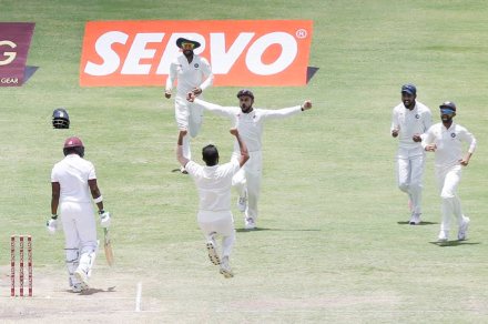 Mohammed Shami then swung the match in Indiau0027s favour taking three quick wickets in the middle order. He first dismissed Darren Bravo and then took wickets of Marlon Samuels and Blackwood. (Source: AP)