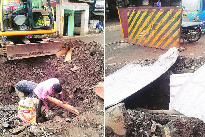 सांगवीतील विविध भागांत खोदून ठेवलेल्या रस्त्यांमुळे नागरिकांची प्रचंड गैरसोय होत आहे.  