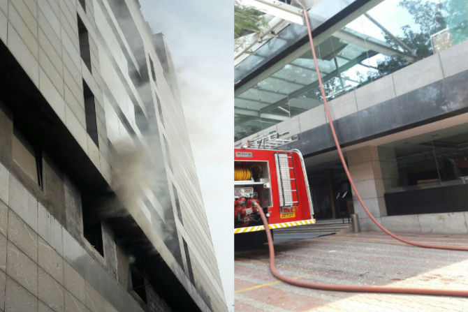 पुण्यातील आपटे रोडवरील रामी ग्रँड हॉटेलच्या पाचव्या मजल्याला आग लागली. 