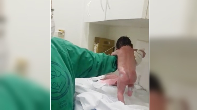 आश्चर्य! नवजात बाळ चालू लागले (व्हिडिओ सौजन्य : Arlete Arantes/Facebook)