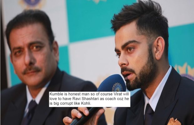 ‘कुंबळे इमानदार तर विराट, शास्त्री भ्रष्ट’
