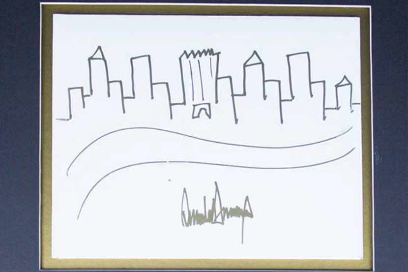 the New York skyline drawing, Donald Trump