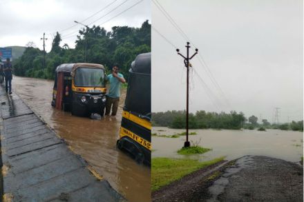 disturbing traffic, heavy rain, thane district,marathi news, marathi,