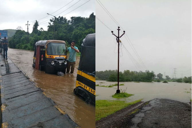 disturbing traffic, heavy rain, thane district,marathi news, marathi,