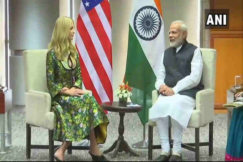 अमेरिकेचे राष्ट्राध्यक्ष डोनाल्ड ट्रम्प यांची मुलगी इव्हांन्का ट्रम्प आंतरराष्ट्रीय उद्योजकता परिषदेसाठी भारतात आली आहे. 