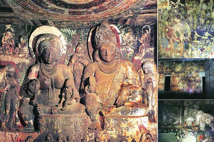Sculpture at Ajanta caves