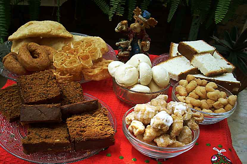 various food items at home on Christmas
