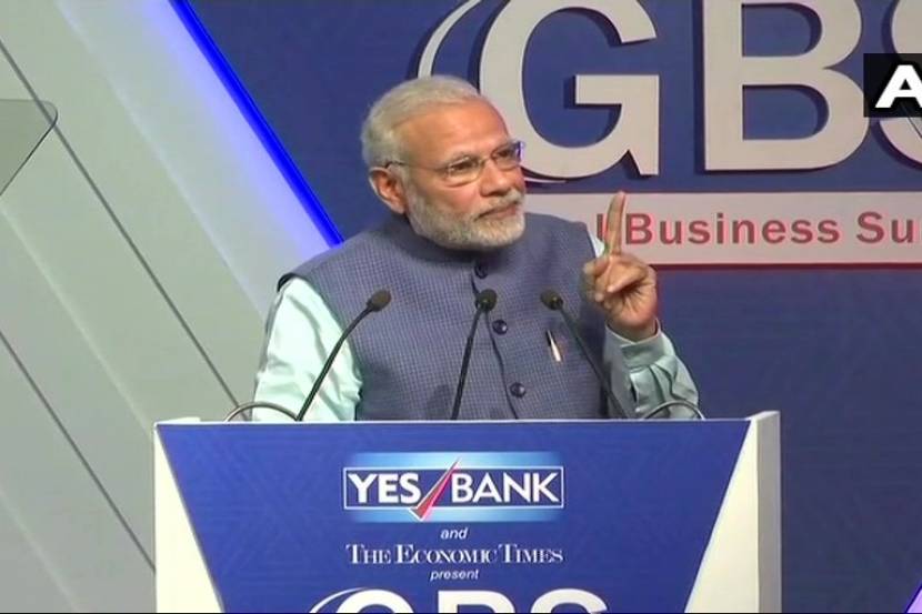 ET ग्लोबल बिजनेस समिटमध्ये बोलताना पंतप्रधान नरेंद्र मोदी.

