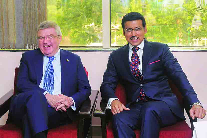 केंद्रीय क्रीडामंत्री राज्यवर्धन सिंग राठोड यांनी आंतरराष्ट्रीय ऑलिम्पिक समितीचे (आयओसी) अध्यक्ष थॉमस बॅश यांची भेट घेतली.