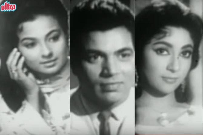 गुरुदत्त फिल्मच्या शहीद लतिफ दिग्दर्शित 'बहारें फिर भी आयेंगी'(१९६६) या प्रेम त्रिकोणातील हे गाणे. (सौजन्य - यूट्युब)
