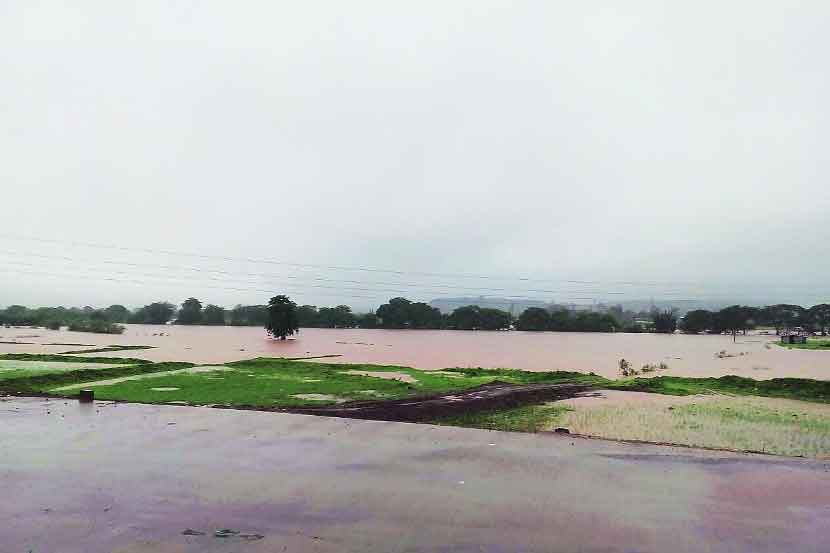संततधार पावसामुळे इगतपुरी तालुक्यातील शेतांमध्ये जमा झालेले पाणी.
