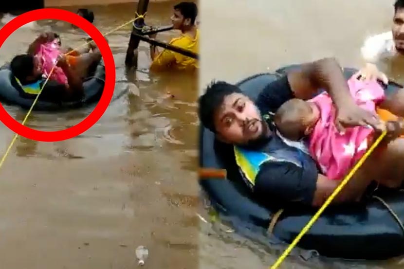 कल्याणमध्ये सहा महिन्यांच्या मुलीची पुराच्या पाण्यातून सुटका