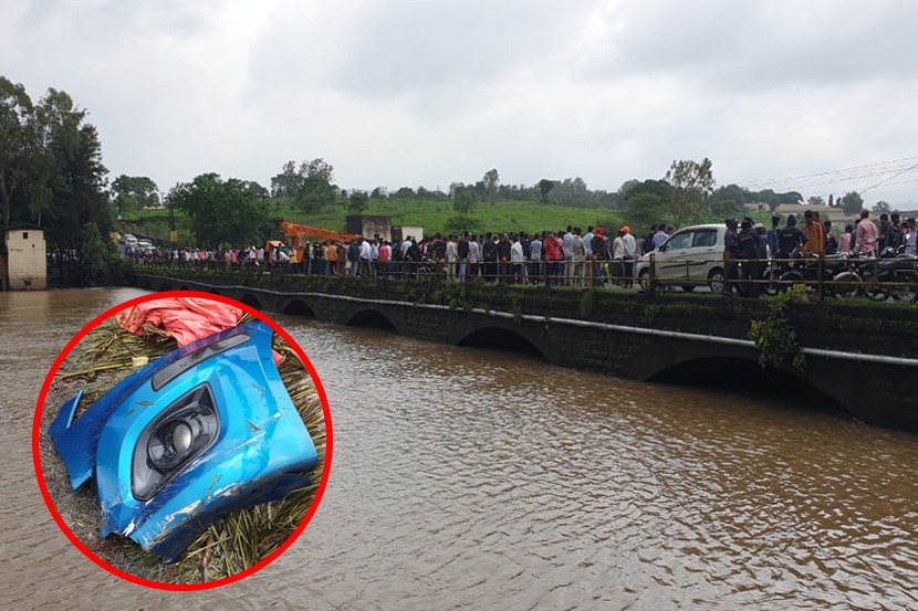 पुणे – खड्डा चुकवण्याच्या नादात इंद्रायणी नदीत वाहून गेली कार, दोघे बुडाले