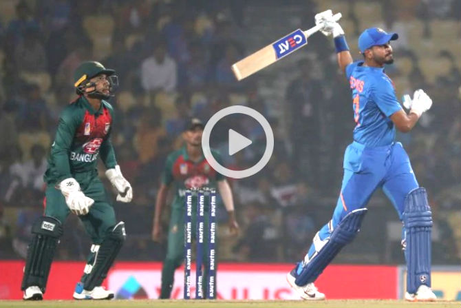 Video : श्रेयसचा ‘त्रिपल’ धमाका! ठोकले ३ चेंडूत ३ उत्तुंग षटकार