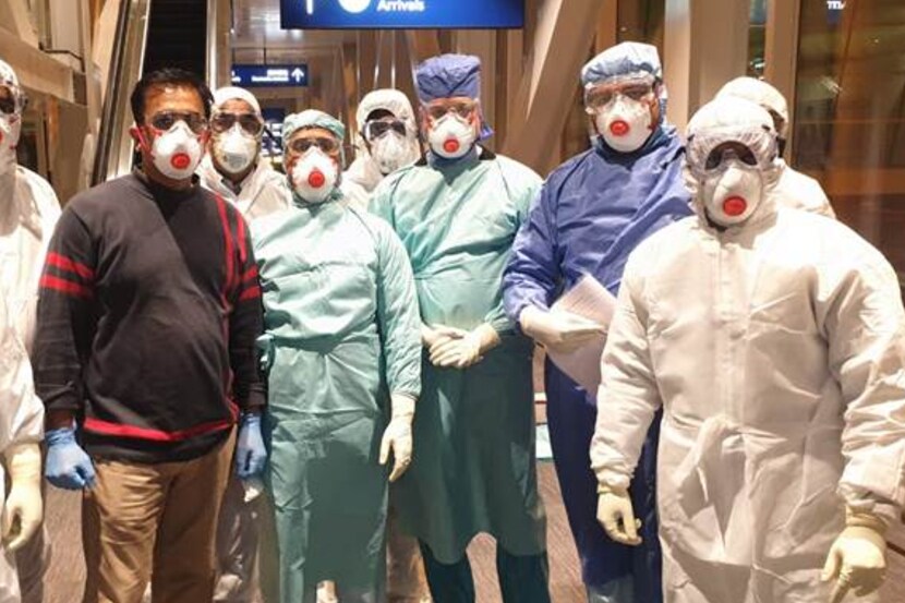Officials gear up for the medical screening of the passengers who arrived from Wuhan today at New Delhi’s IGI airport. (Express File photo)