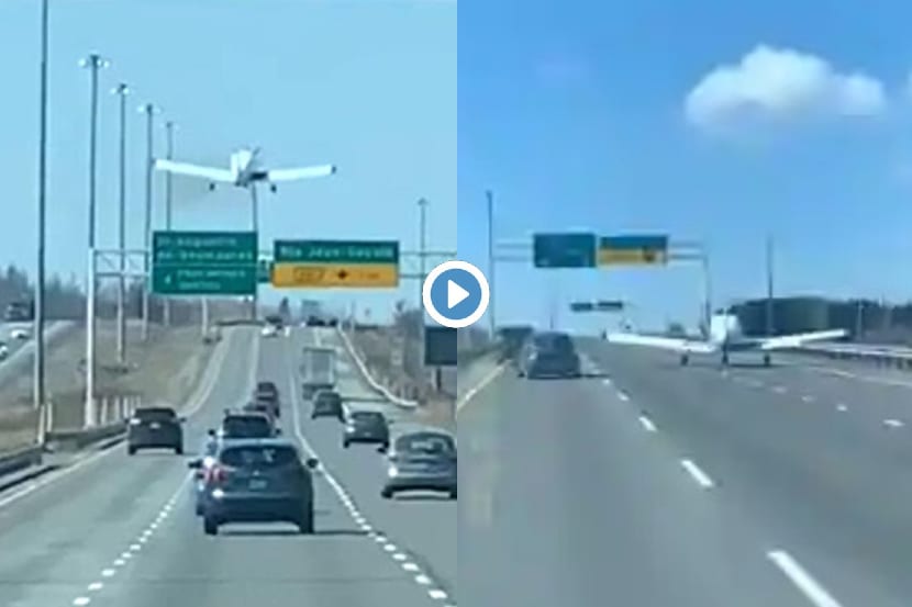 Video: …आणि हायवेवर गाड्या धावत असतानाच उतरले विमान