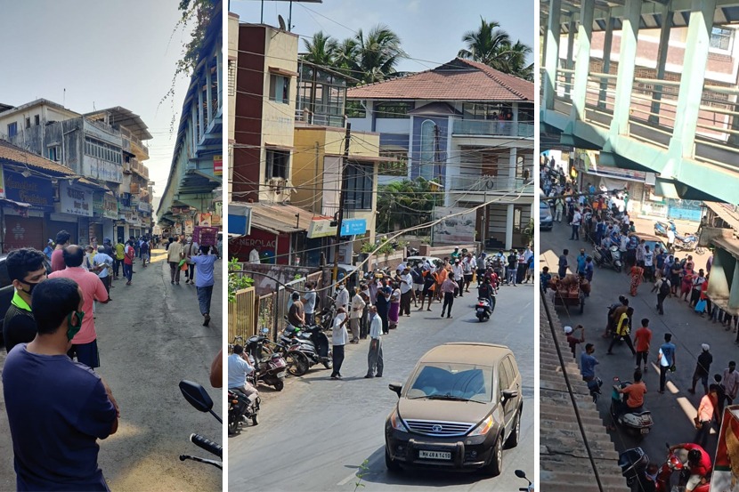 वसई : मद्याच्या दुकानांसमोरील मद्यप्रेमींची गर्दी ओसरेना