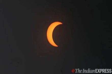 The annual Solar eclipse as seen in Ahmedabad. (Express photo by Javed Raja)
