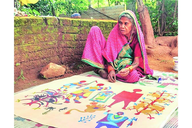 जुधइयाबाई बैगा यांनी सत्तराव्या वर्षी पहिल्यांदा हातात कुंचला धरला
