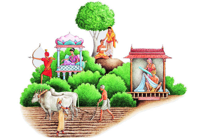 या तत्त्व व जीवमात्रांमध्ये सूर्य, चंद्र, भूमी, आकाश, सूक्ते, मंत्र, वृत्त यांसारख्या तत्त्वांसोबत अश्व, गुरे यांची क्रमाने निर्मिती सांगितल्यावर लेखाच्या सुरुवातीला सांगितले त्या क्रमाने या पुरुषाच्या अवयवांतून मानवजातीची व समाजाची निर्मिती झाल्याचे सूक्तकारांनी मांडले आहे.