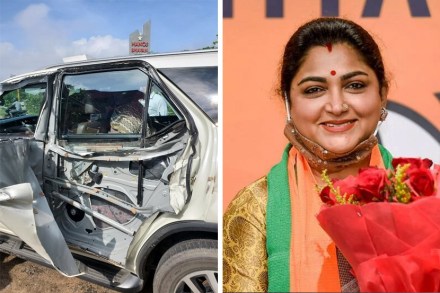 भाजपा नेत्या खुशबू सुंदर यांचा भीषण अपघात, टँकरने दिलेल्या धडकेत कारचा चेंदामेंदा
