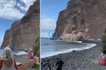 Video : समुद्रकिनारी आराम करत होते पर्यटक; अचानक कोसळली दरड अन्…