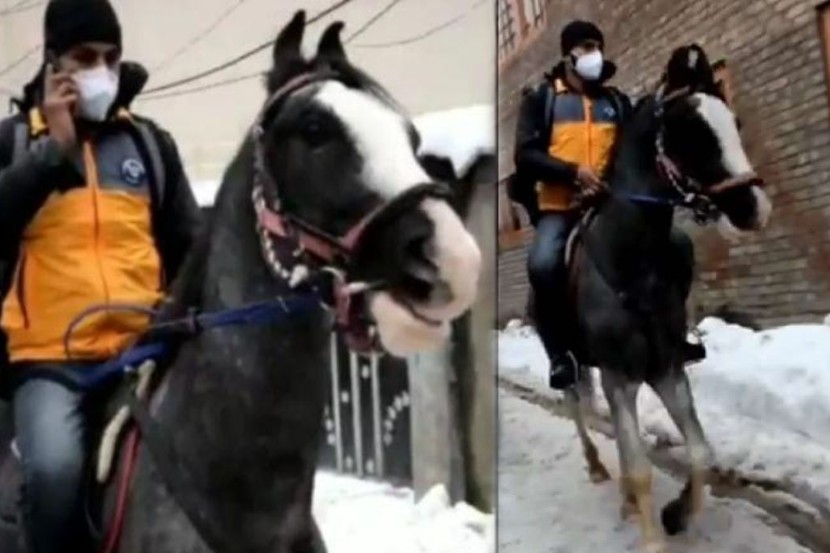 Video : …म्हणून Amazon चा डिलेव्हरी बॉय चक्क घोड्यावरुन आला