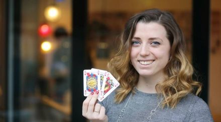 Indy Mellink, designer of genderless playing cards, poses in Oegstgeest, Leiden. (Picture credit: Reuters)
