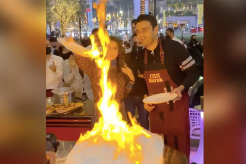 VIDEO: नोरा फतेही झाली शेफ; जेवण करताना पदार्थाला लागली आग