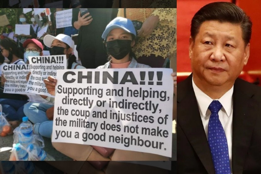 Shame on you China : म्यानमारमधील सत्तांतरणाविरोधात चिनी दूतावासासमोर नागरिकांचे आंदोलन