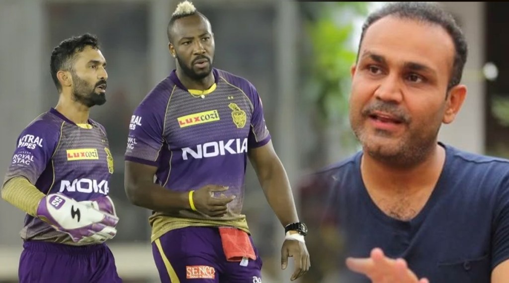 Virender sehwag questioned batting approach of dinesh karthik and andre russell