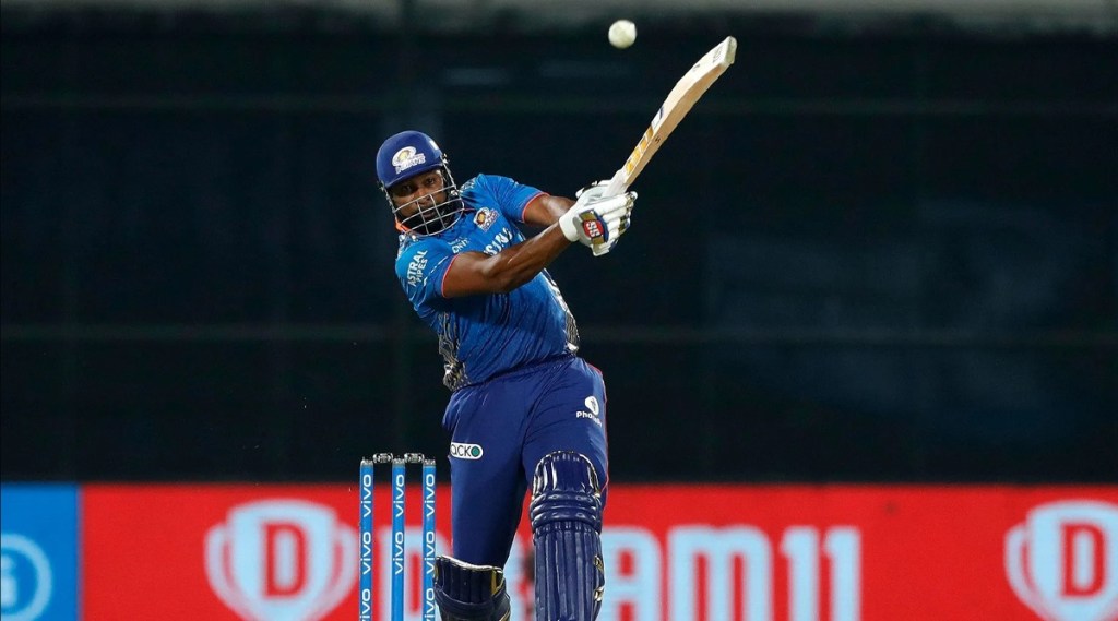 mi batsman kieron pollard hits fastest fifty of ipl 2021