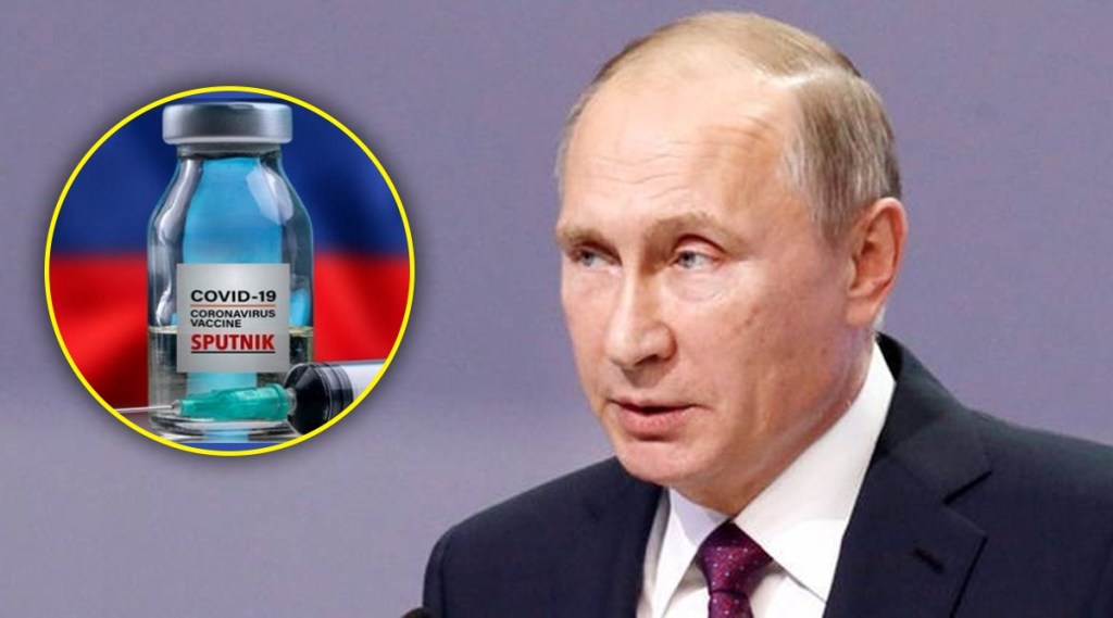 russian president vladimir putin on sputnik v as ak 47