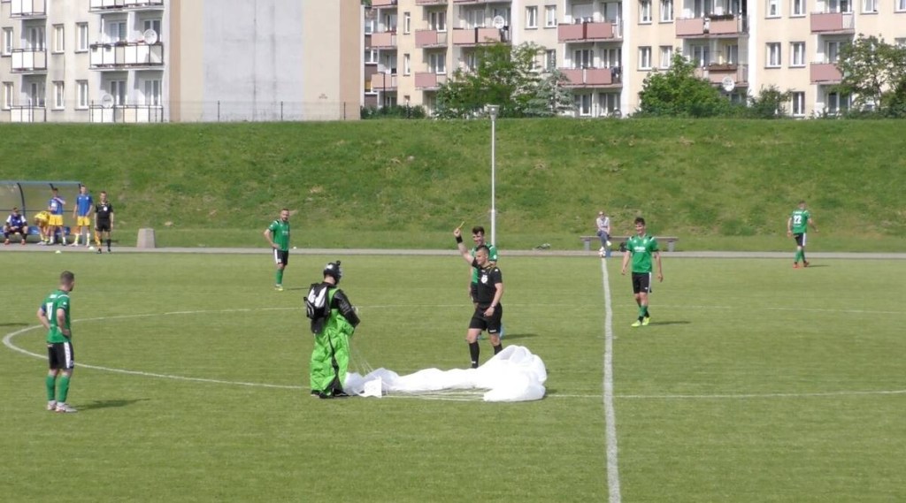 Poland Football Match Parachute Landing