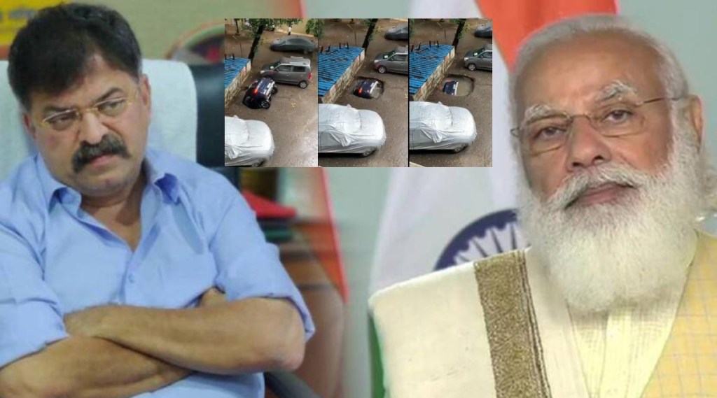 jitendra awhad, narendra modi, car fell into well