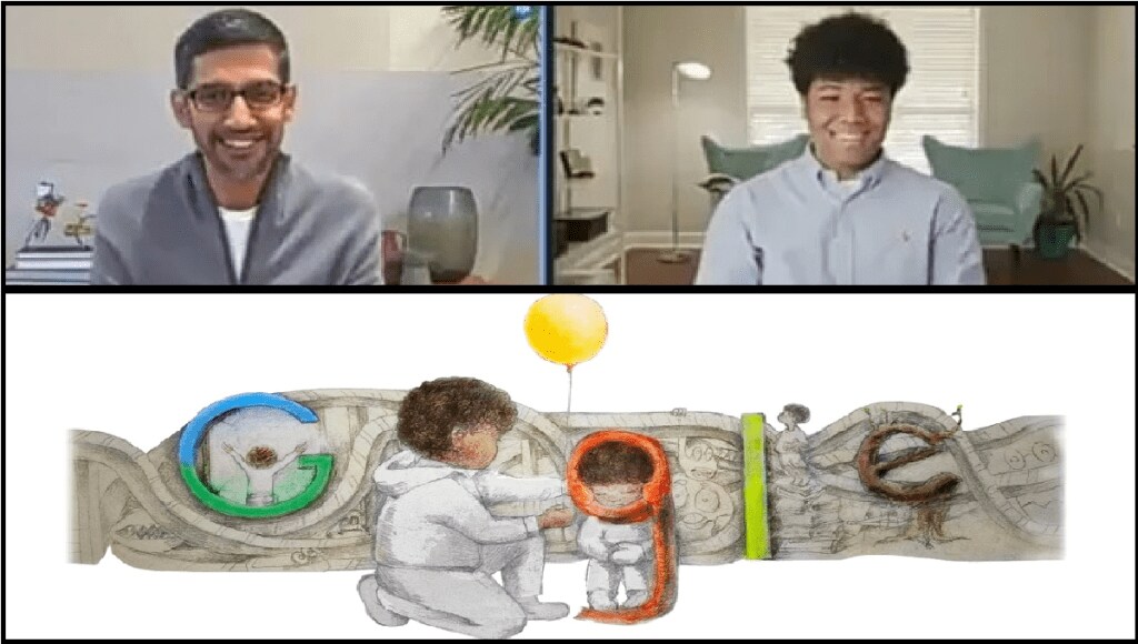 sundar pichai video call doodle for google