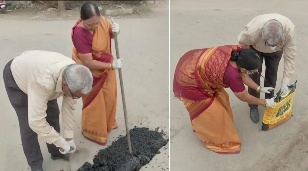 Hyderabad old couple filling potholes past 11 years