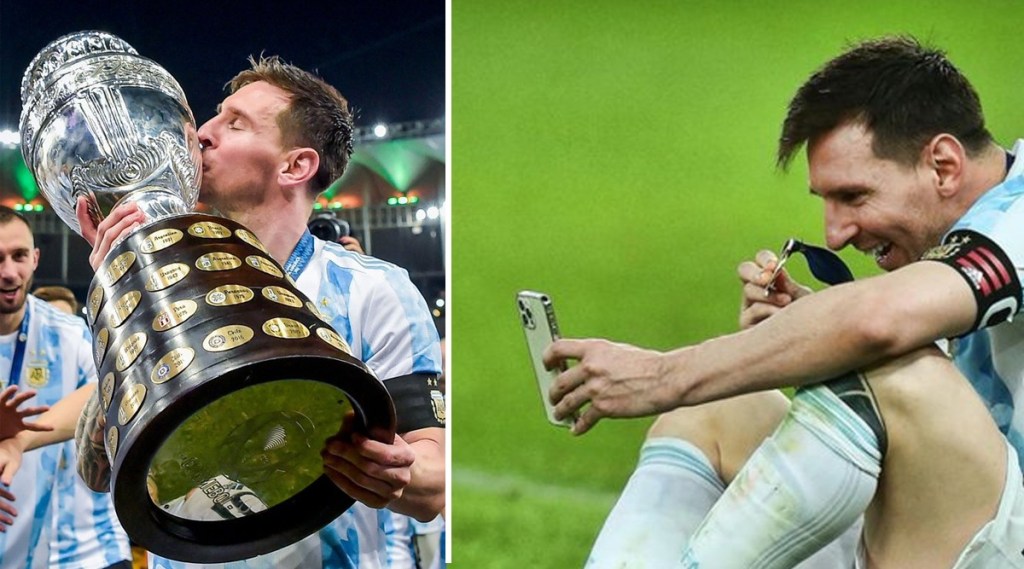 copa america messi shares winning moments with family over a video call