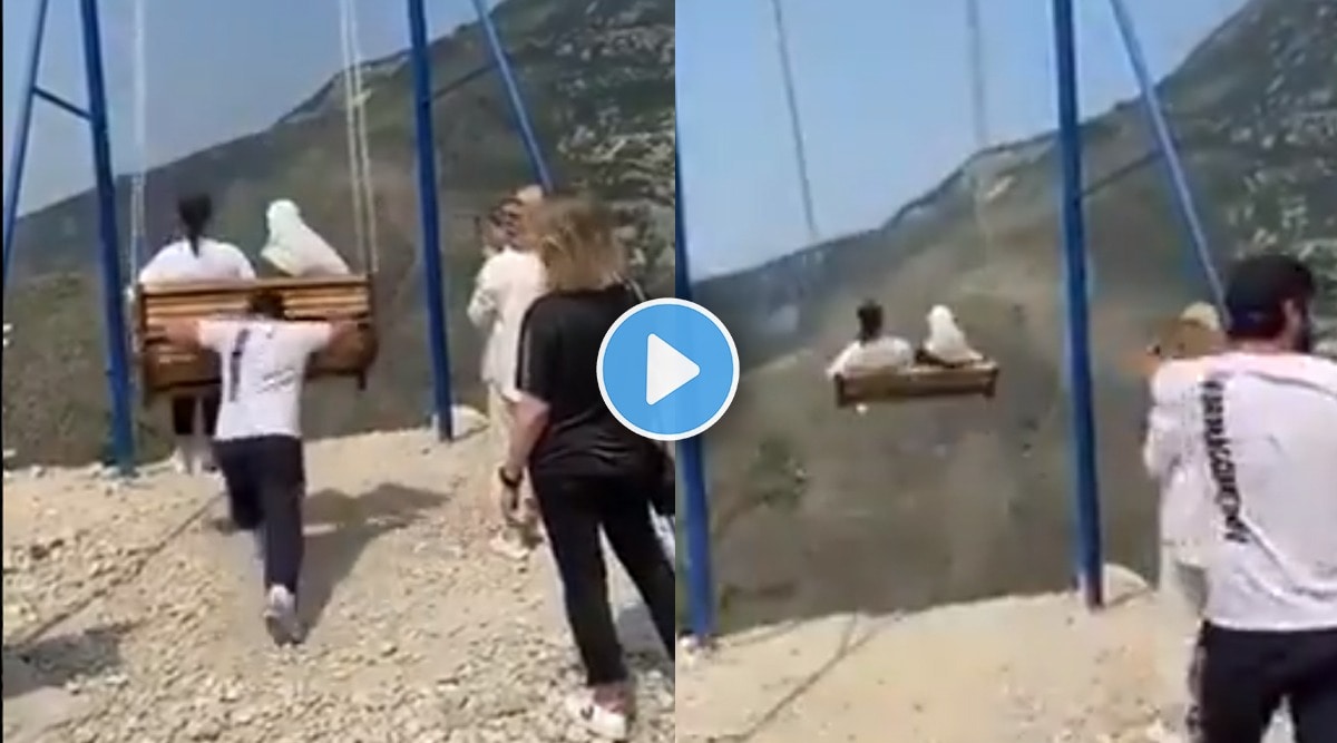 Women fall off 6300 ft cliff while taking a swing ride in viral video.
