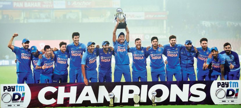 ind vs nz rohit sharma receives trophy and stand in corner