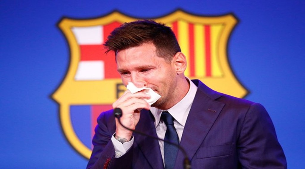 Lionel messi press conference barcelona legend bursts into tears