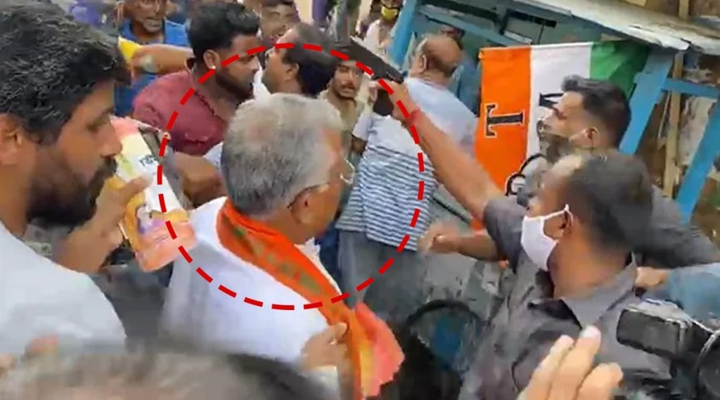 Bjp mp dilip ghosh attacked tmc workers bhawanipore