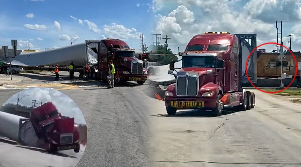 Semi Truck Carrying A Wind Turbine